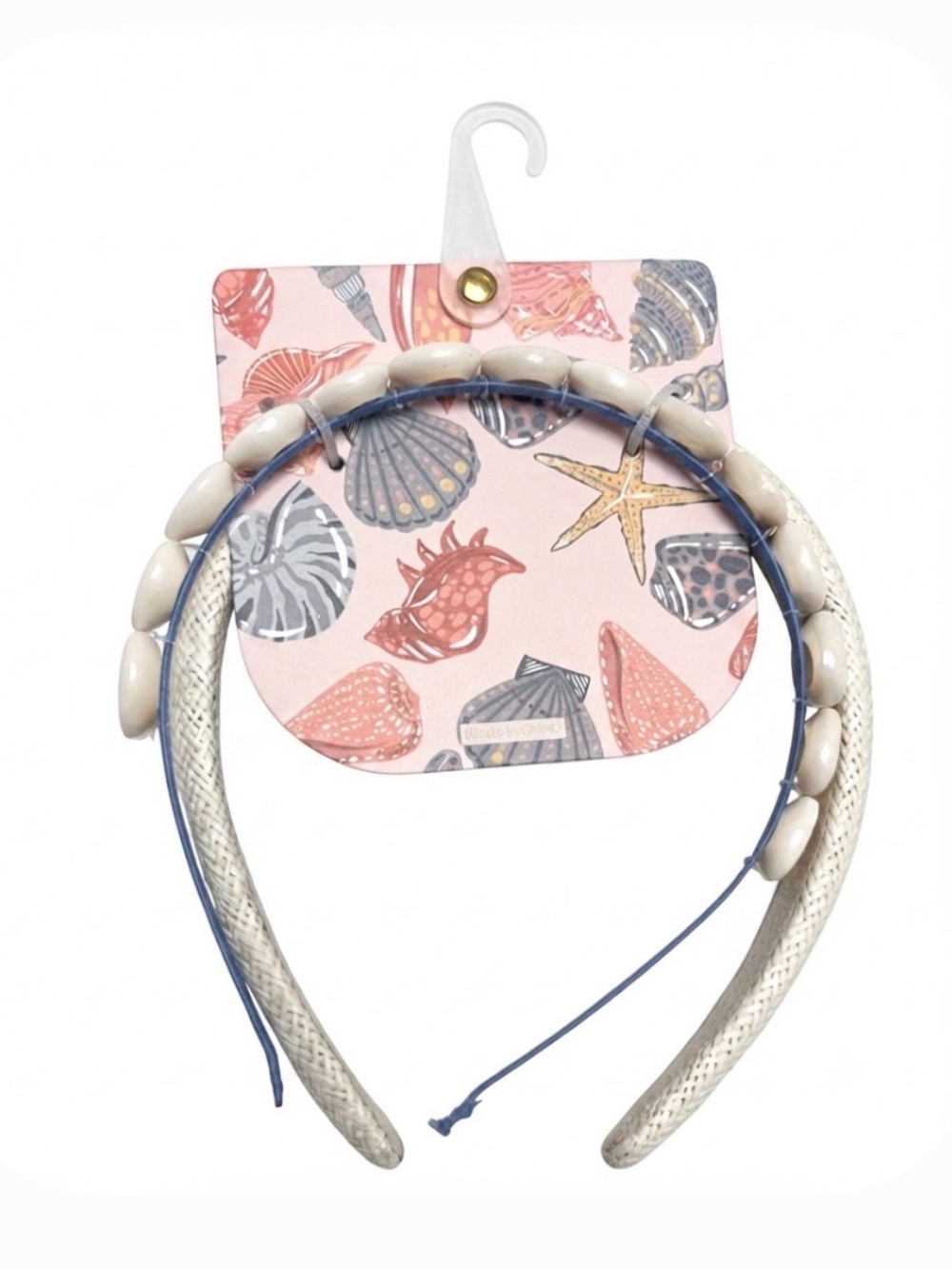 NWT ⚜️🐚⚜️ Pink Linen sea shells Hair Headband set of 2